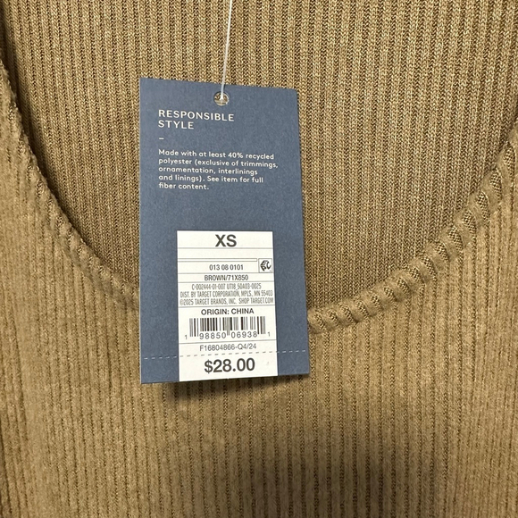 Women's Universal Thread Ribbed Tank Dress Brown Size XS Maxi Tan NEW NWT scoop - Picture 7 of 12